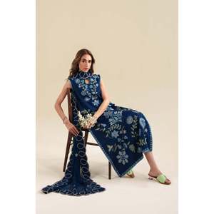 Ensemble ZAIB 3 pièces : chemise brodée, dupatta en mousseline et pantalon brodé - BIC-4917 pour le printemps/été - Product Image 5