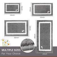 Tapis de salle de bain gris en polyester antidérapant et absorbant, lavable, adapté aux animaux domestiques, extra épais, avec broderie
