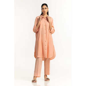 Conjunto Casual de Dos Piezas con Botones y Tejido Teñido, Silueta Holgada, Cómodo, 100% Poliéster, Manga Tres Cuartos, Ropa de Trabajo IPST-34318 - Product Image 5