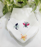 Serviettes carrées en lin brodées à la main avec des abeilles colorées, à ourlet festonné, réutilisables, durables, pour la maison, le restaurant, l'avion, les mariages, les fêtes, la table