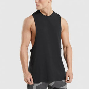 Gilet en coton pour hommes Logo personnalisé OEM Débardeur à bord brut Tissage tricoté Fitness Workout Compression Casual Running Use - Product Image 1