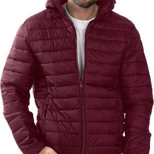 Veste matelassée à capuche légère pour hommes, manteau d'hiver résistant à l'eau de haute qualité, voyage randonnée, toile tricotée, grande taille, vente en gros - Product Image 1