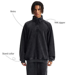 Sudadera de Forro Polar Grueso de Alta Calidad con Cremallera de un Cuarto, Bordada, Oversize, Estilo Vintage Streetwear, Lisa, Personalizable, Unisex, para Venta al por Mayor, de Invierno - Product Image 2