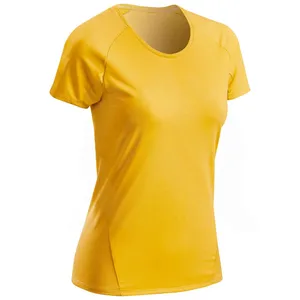 Novo verão de manga curta das mulheres soltas em torno do pescoço amarelo tingido t-shirt Atacado Cor Sólida verão T-shirt das Mulheres o pescoço