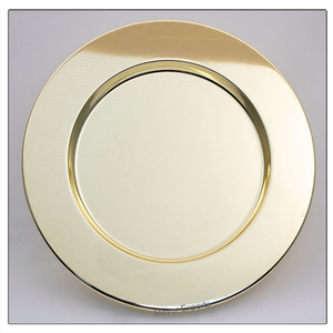 Assiette de service en acier inoxydable écologique avec finition dorée, diamètre 33 cm, style classique - Product Image 3