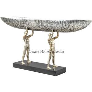 Bonsaï en aluminium moulé argenté brillant et poli Accents décoratifs fabriqués à la main Sculptures de table d'Inde - Product Image 5