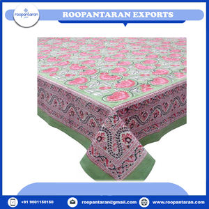 Recién llegado, mantel de algodón 100% de lujo, bloque hecho a mano, estampado, diseños exquisitos, cubierta de mesa de lujo - Product Image 2