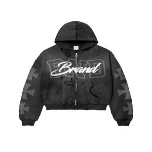 2024 Custom Quality High Baggy Streetwear Quality Luxury Cotton <b>Thermal</b> Printed Zip up Plus Size <b>Men</b> Hoodies - Product Image 3