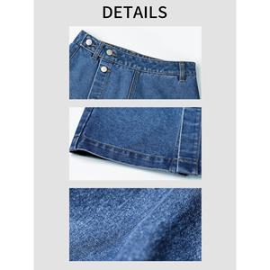 Jupe longue en jean taille haute Paola Riboni pour femme, boutonnée sur le devant, coupe trapèze, couleur unie, style vintage, formelle, légère, été, hiver, streetwear - Product Image 5