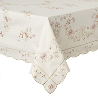 Nappe ronde en coton brodé, motif uni moderne, imperméable, personnalisable, décoration d'intérieur, faite à la main, lavable