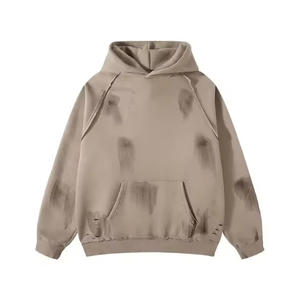 Sweat à capuche unisexe en coton mélangé lourd pour hommes avec logo personnalisé hiver épais surdimensionné polaire vierge teint uni - Product Image 1