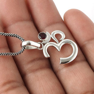 พลอยโกเมนธรรมชาติ925เงินสเตอริ่งศาสนาอินเดียเครื่องประดับทำด้วยมือราคาโรงงานโดยตรง - Product Image 4