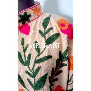 Veste en coton à boutons brodés floraux, doublure rayée, faite à la main, style matelassé, séchage rapide, pour l'hiver et l'automne, tenue de soirée - Product Image 3