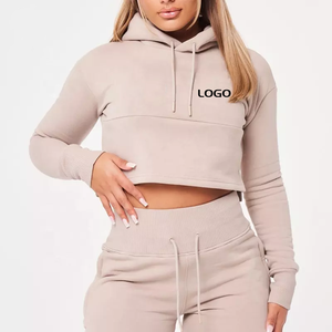 New Arrival Women Cropped Hoodies Fleece Crop <b>Top</b> Hoodie Custom Logo <b>Long</b> Sleeve Women Cropped Hoodie Sweatshirt with Hood - Product Image 6
