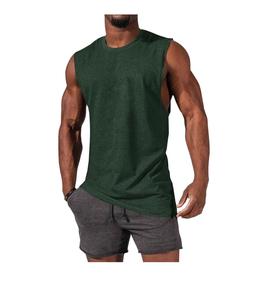 Camiseta sin mangas de gimnasio sin mangas de talla grande personalizada para hombre, camiseta de entrenamiento de cuello redondo y músculo de ajuste holgado de Color sólido, Camiseta de punto transpirable para Fitness - Product Image 6