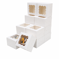 Boîte en papier kraft blanc jetable de qualité alimentaire personnalisée avec fenêtre transparente pour desserts, gâteaux, cupcakes, pâtisseries, emballage pour boulangerie