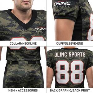 Uniforme de football américain personnalisé sublimé camouflage en poly-spandex avec panneaux de précision, vêtements de sport athlétiques pour hommes, tenue de sport d'équipe, usine OEM - Product Image 4