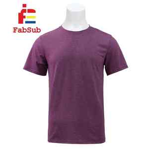 T-shirts en polyester à manches courtes de couleur chinée en coton vierge uni avec logo personnalisé - Product Image 1