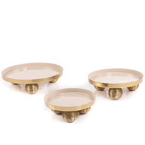 Juego de 3 platos de pastel de Metal de diseñador hechos a mano, vajilla de lujo de calidad superior, soporte de exhibición de pastel para bodas y fiestas de cumpleaños - Product Image 2