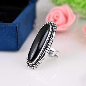 Bague tendance en argent sterling 925, pierre d'agate ovale, plaquée rhodium, style bohème, faite à la main, bijoux pour femmes, cadeau de fête - Product Image 4
