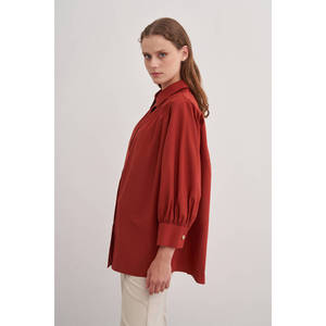 Blusa Holgada de Popelina con Bordado Floral y Cuello para Mujer - Product Image 3