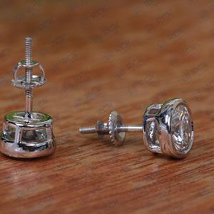 925 argent Sterling femmes Simple rond Solitaire diamant boucles d'oreilles simple goujon Moissanite pendentif paire petite taille - Product Image 4