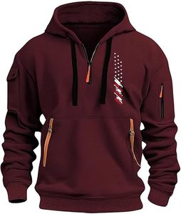 Sudadera táctica para hombre, sudadera con cremallera de cuarto sólido, Sudadera con capucha, bolsillos, entrenamiento, correr, tejido de lana hecho activo, industria deportiva - Product Image 1
