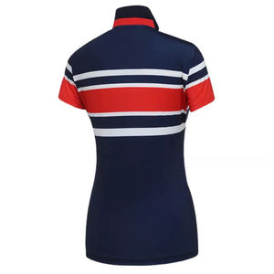 Venta al por mayor logotipo personalizado de alta calidad de algodón y poliéster Polo de cuello de trabajo para mujer Polo de golf Pose elástico costilla Polo ajustado - Product Image 6