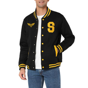 Chaqueta Universitaria Premium Negra y Amarilla para Hombre, Chaqueta de Béisbol con Letras Bordadas Personalizadas y Cierre de Botones a Presión - Product Image 4
