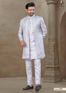 Kurta pyjama formel pour homme 100% soie avec imprimé floral et broderie respirant et écologique - Product Image 2