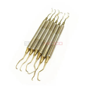 6 uds curetas dentales básicas Gracey mango hueco chapado en oro curetas Gracey de alta calidad instrumentos médicos de acero inoxidable - Product Image 3