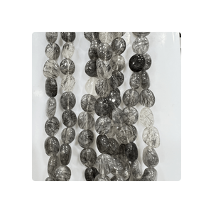 Perles de pierres précieuses en quartz rutile noir naturel Forme de pépites lisses Fabrication de bijoux de qualité supérieure 4-14MM Taille approximative 17 pouces - Product Image 6