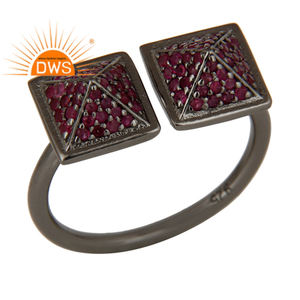 Gorgeous Ruby Gemstone Ring Supplier Antique 925 Sterling Silver Adjustable Ring Designer Statement Jewelry - Product Image 3