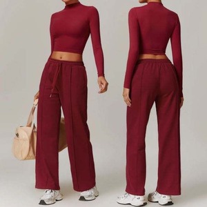 Trajes de chándal de 2 piezas, sudadera con cuello redondo, pantalones de chándal de bolsillo, elegante comodidad informal de invierno y uso diario - Product Image 4