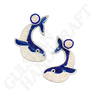 ต่างหูรูปหัวใจสีน้ำเงินทำด้วยมือผ้าฝ้ายคุณภาพสูงปักหลากสีเครื่องประดับที่สง่างามสำหรับเป็นของขวัญ - Product Image 2