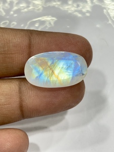 Piedra lunar arcoíris de Fuego Azul Natural 24x13x7mm piedra preciosa suelta de corte ovalado 16.65ct tratada térmicamente para la fabricación de joyas - Product Image 5