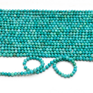 Perles rondes en turquoise AAA de 3 mm, micro-facettées, pierres précieuses naturelles, turquoise bleue d'Arizona, perles rondes en vrac pour la fabrication de bijoux - Product Image 3