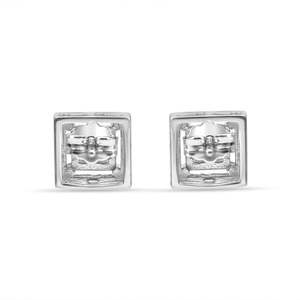 NOVAMART Fine Zarkan 925 Silver Zircon Square Root <b>Earrings</b> <b>Studs</b> Geometric Bezel Setting Princess Cut <b>Turquoise</b> Diamond Rose Go - Product Image 2