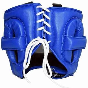 Protector de Cabeza de Boxeo de Cuero Genuino Azul, Precio al por Mayor, Casco de Boxeo con Barra Nasal, Equipo de Protección MS-HG-24 - Product Image 2