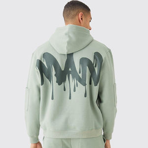 ชุดวอร์มแฟชั่นใหม่มีฮู้ดสำหรับผู้ชายโอเวอร์ไซส์มีกระเป๋าหลายแบบ - Product Image 4