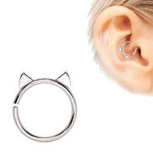 Pendiente de cartílago para niños con diseño de gato, de circonita diamantada, 16g, chapado en oro de titanio, 6mm de longitud, de acero inoxidable 316L recocido, para piercing de labio - Product Image 1