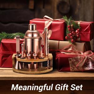 Juego de coctelera de acero inoxidable con elegante base de madera y tapa para bodas y eventos especiales - Product Image 3