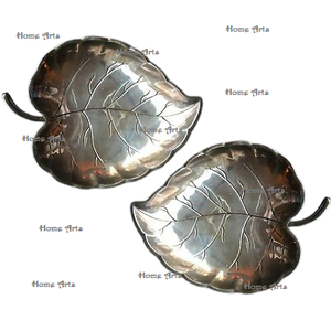 Juego de cinco platos de hojas de dátiles de diferentes tamaños, plato hecho a mano de aluminio dorado para servir frutas secas a bajo precio - Product Image 2