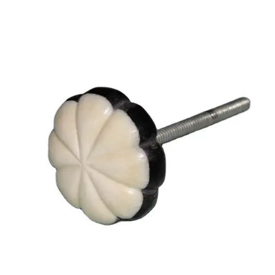 Bouton d'os de citrouille noir et blanc décoratif nouveaux boutons en métal et en os poignées organisateur de bouton de matériel d'Inde