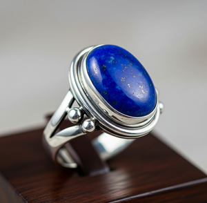 Anillo de Plata 925 de Alta Calidad, Banda Chapada en Oro Rosa y Cristal de Lapislázuli de Último Diseño para Fiestas de Boda - Product Image 2