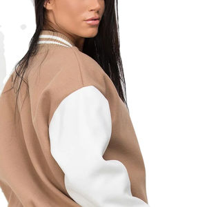 OEM nueva llegada superventas chaquetas universitarias para mujer ropa de invierno cuerpo de lana y manga de cuero chaqueta universitaria para mujer - Product Image 6