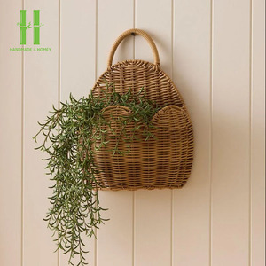 BEST SELLER Handmade Hanging Scalloped Natural Rattan <b>Basket</b> <b>Plant</b> Holders, Large Planter Pot <b>for</b> Indoor Outdoor Use - Product Image 2