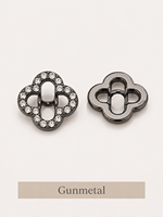 Bouton décoratif en alliage métallique avec strass en forme de trèfle à quatre feuilles pour chemise, pull, tricot, accessoires vestimentaires