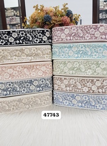 Cordones bordados de diseño floral hechos a medida en colores pastel claros para trajes y vestidos de mujer en 1,25 pulgadas de ancho y reventa - Product Image 3