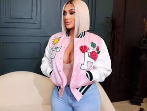 Abrigo informal de moda de invierno y otoño 2023 para mujer, chaquetas universitarias con botones en blanco, diseño de béisbol con letras de retazos, forro de nailon - Product Image 3